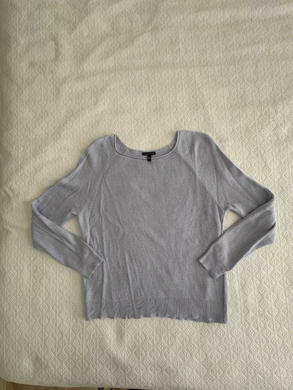 Eileen Fisher Organic Linen Cotton Sweater Periwinkle Blue Summer Knit Size M
